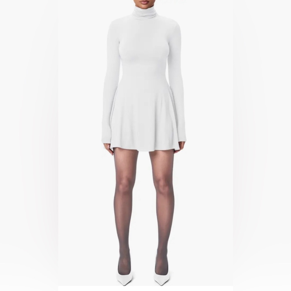 naked wardrobe White Turtleneck Long-Sleeve Mini Dress